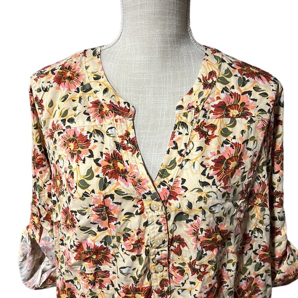 NWT Torrid 3/4 Long Sleeve Harper Blouse Floral Womens 1 1X 14 16 Yellow Pink - Picture 2 of 8